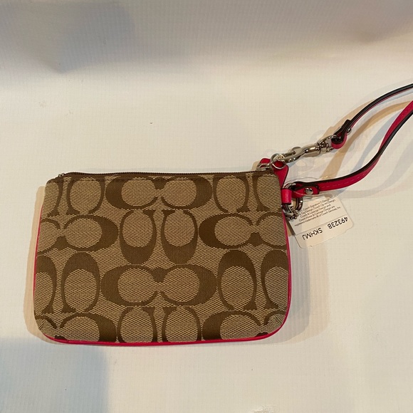 Coach wristlet NWT signature print hot pink trim - Picture 5 of 7